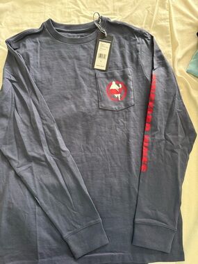 Vineyard Vines Long-Sleeve Pocket Tee with Red Lacrosse Logo